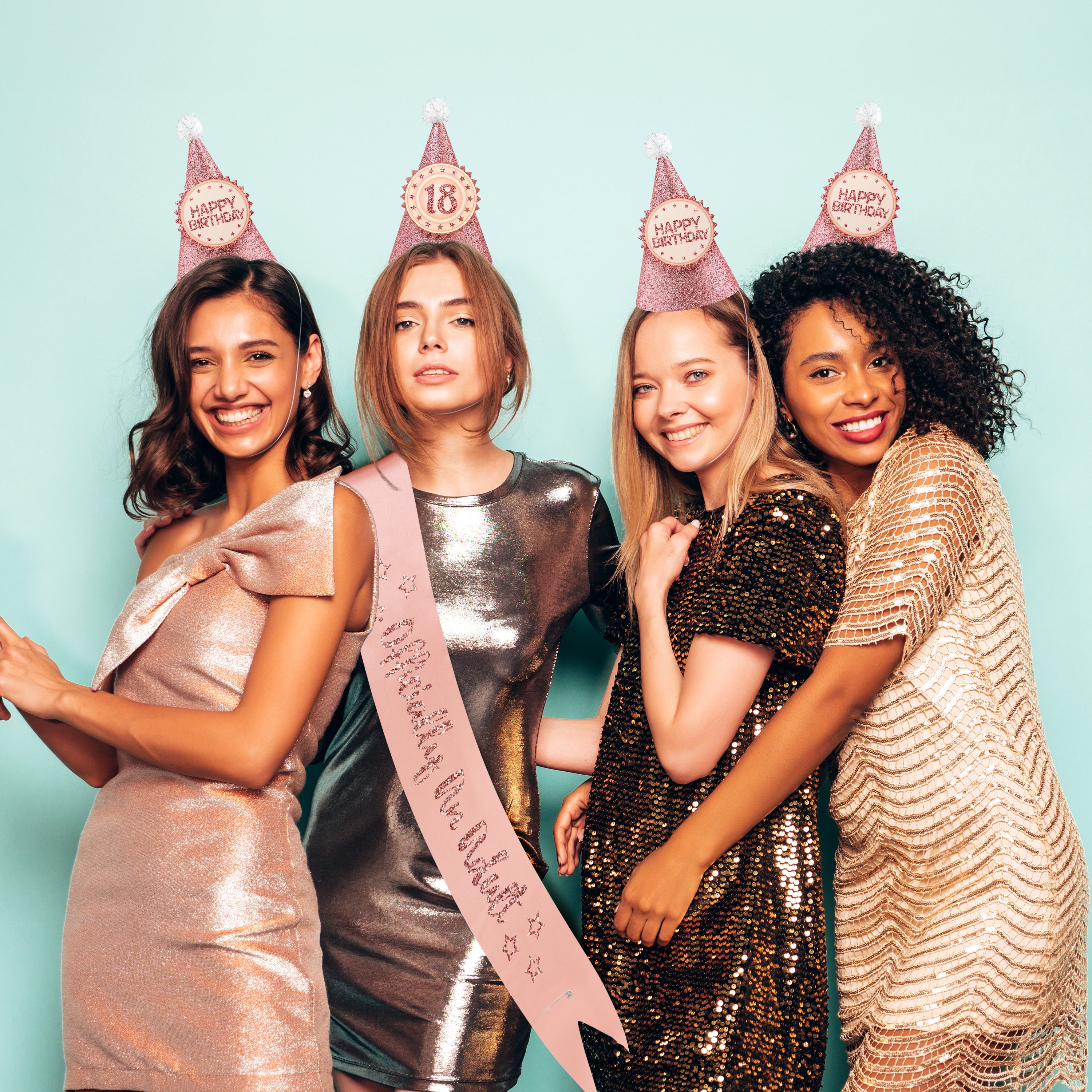 18th Birthday Sash and Party Hats Set in Rose Gold (13pcs) Cheerland 18th Birthday Sash and Party Hats Set in Rose Gold (13pcs) Cheerland