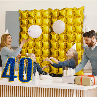 40th Birthday Backdrop and Centerpiece Set in Gold and Navy Blue (4pcs) 4