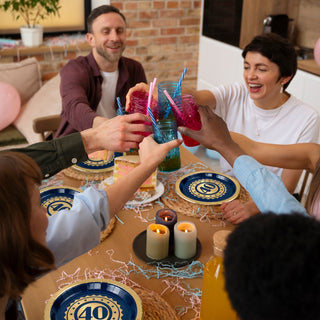 40th Birthday Paper Plates in Navy Blue and Gold (24pcs) 3