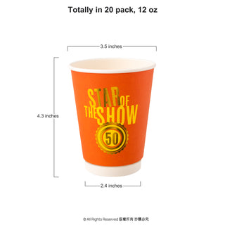 50th Birthday Paper Cups in Gold and Orange (20 pcs) 6