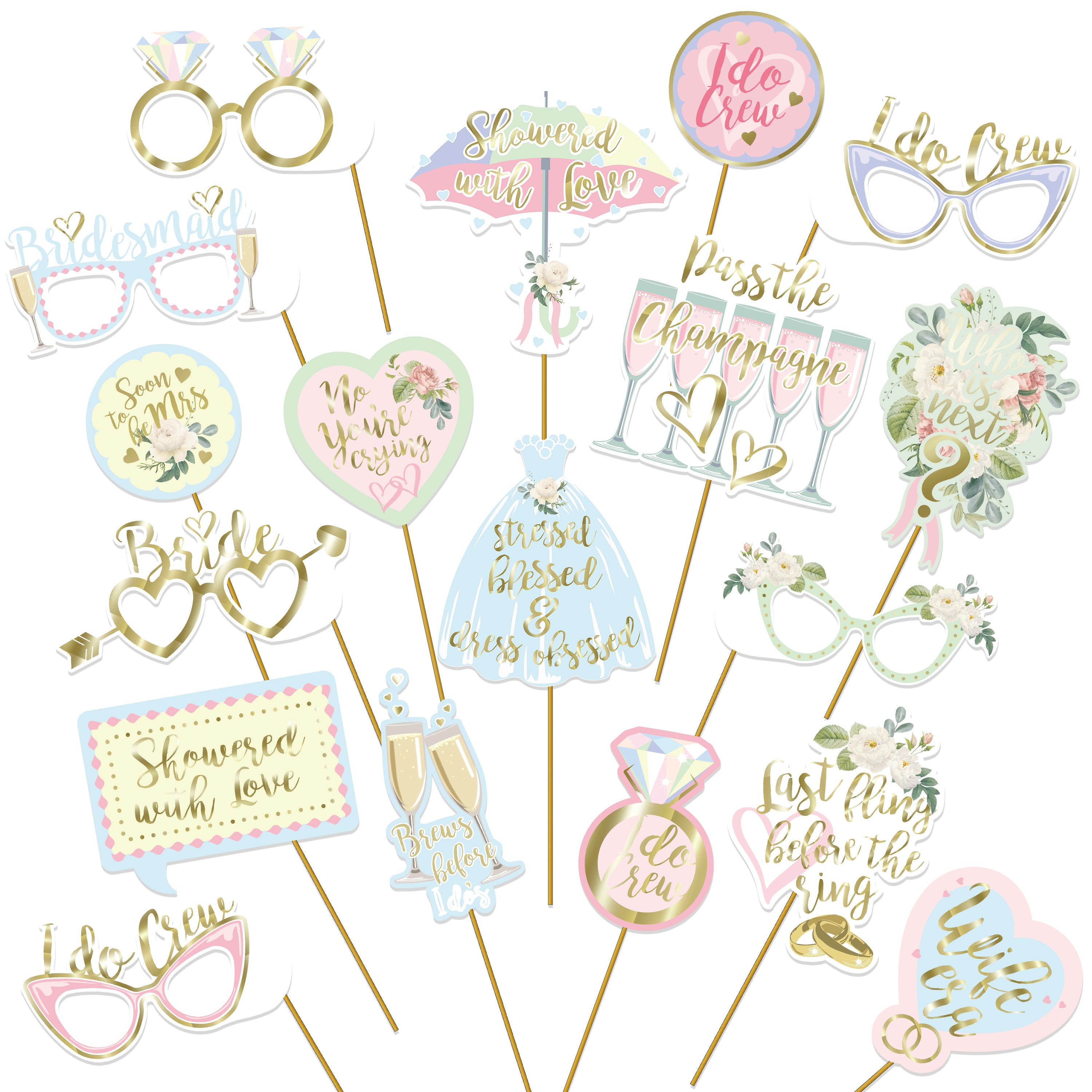 Pastel Bridal Shower Photo Props Set (18pcs) Cheerland Pastel Bridal Shower Photo Props Set (18pcs) Cheerland