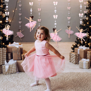 Ballerina garland with pink dancers and bead strands