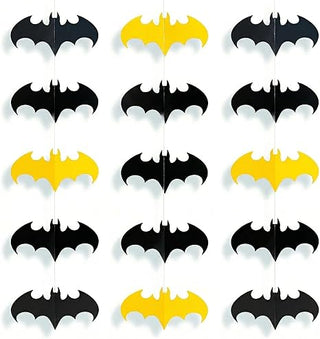 Black and yellow bat hanging decorations with pointed wings cutouts
