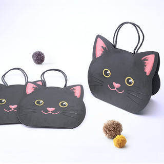 Black Cat Gift Bags for Halloween & Birthday Parties (4 Pcs)