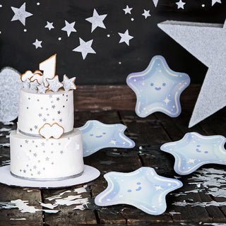 Blue Star Shaped Disposable Paper Plates (24 Pcs)
