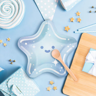 Blue Star Shaped Disposable Paper Plates (24 Pcs)
