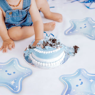 Blue Star Shaped Disposable Paper Plates (48 Pcs)