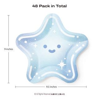 Blue Star Shaped Disposable Paper Plates (48 Pcs)