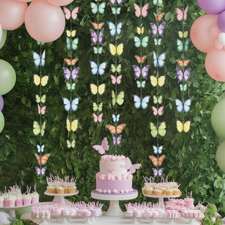 Butterfly Garlands Hanging Decoration Pastel Garden Theme Banner (4pcs)