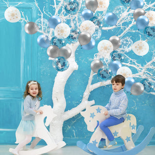 Christmas Snowflake Balloons Kit in Silver Blue White (46 pcs)