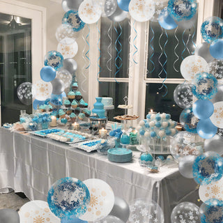 Christmas Snowflake Balloons Kit in Silver Blue White (46 pcs)