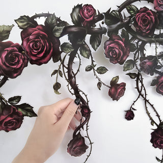 Dark Rose Banner Garland, Gothic Laminated Flower Banner, Dark Academia, Gothic Rose Banner, Hanging Roses