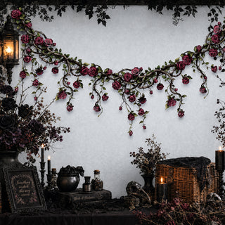 Dark Rose Banner Garland, Gothic Laminated Flower Banner, Dark Academia, Gothic Rose Banner, Hanging Roses