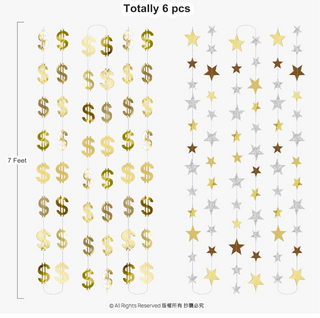 money decorations fake money decor monopoly decorations Vegas theme party decorations dollar sign party decor money dollar garland New Year celebration decorations graduation decorations