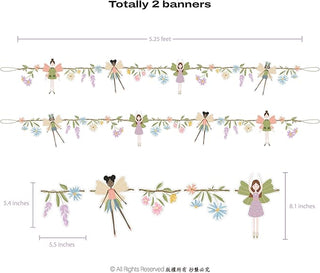 Fairy Banner Garden Flower Party Decorations (2Pcs)