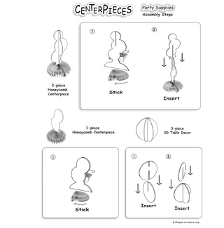 Centerpiece assembly guide diagram for holographic honeycomb decor pieces