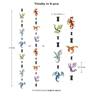 Geometric Dragon Garland (Pack of 6)