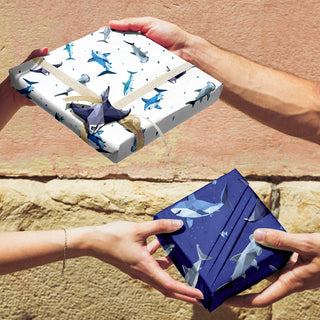 Geometric Shark Gift Wrap Paper (Pack of 12 Sheets)