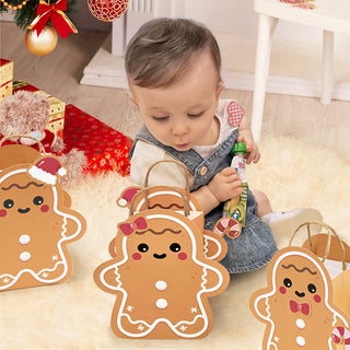Gingerbread Man Gift Bag for Christmas Party Decorations (8 Pcs)