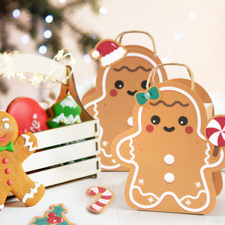 Gingerbread Man Gift Bag for Christmas Party Decorations (8 Pcs)