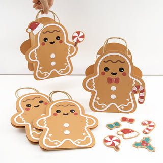 Gingerbread Man Gift Bag for Christmas Party Decorations (8 Pcs)