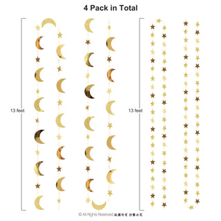 Gold Star and Moon Garland (4pcs)