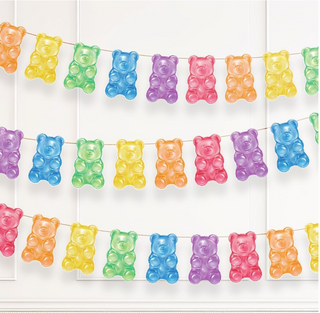 Colorful gummy bear banner garland with bears strung in rows