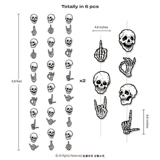 Halloween Garland Skull Party Decorations Skeleton Streamers (6 Pcs)