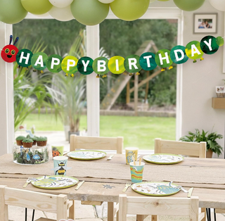 Happy Birthday banner kids birthday banner hungry caterpillar birthday banner bug theme caterpillar banner cute bug party decor toddler birthday banner toddler birthday decorations bug party decorations