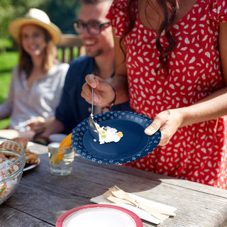 Independence Day Paper Plates Set 24pcs 7-Inch in Red Blue & White