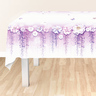 Lavender Floral Fabric Tablecloth (9x5ft) 3