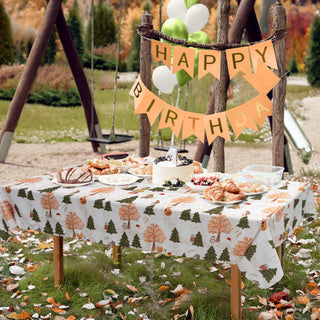 Forest Animals Pine & Hedgehog Tablecloth in Autumn Colors (9x5Ft) 4