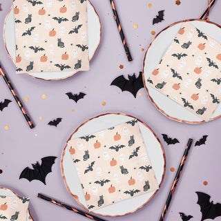 Pastel Halloween Napkin with Pumkin Bat Cat and Ghost (50pcs)