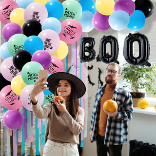 Pastel Halloween Balloons and Backdrop Kit (48pcs)