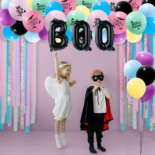 Pastel Halloween Balloons and Backdrop Kit (48pcs)