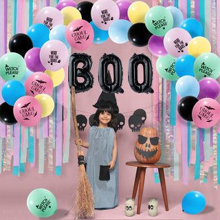 Pastel Halloween Balloons and Backdrop Kit (48pcs)