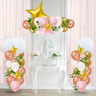 Bridal Shower Balloons and Streamers Kit in Pink and Gold (68 pcs)