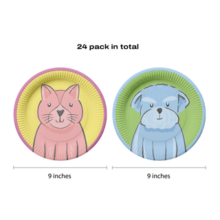 Pet Party Paper Plates with Dogs & Cats (24pcs) 2