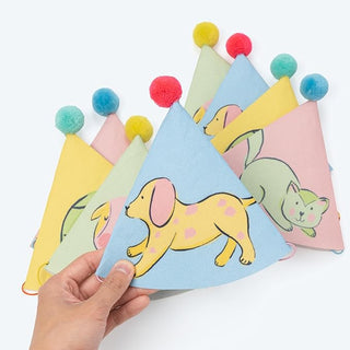 Pet Party Fabric Hats with Pom Pom (8 Pcs)