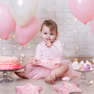 Pink Star Shaped Disposable Paper Plates (24 Pcs)