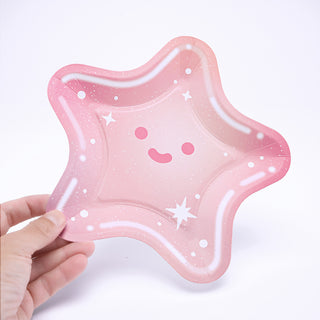 Pink Star Shaped Disposable Paper Plates (24 Pcs)
