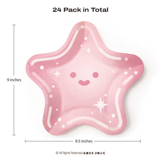 Pink Star Shaped Disposable Paper Plates (24 Pcs)