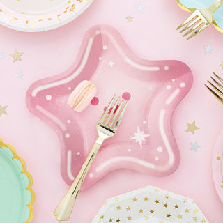 Pink Star Shaped Disposable Paper Plates (48 Pcs)