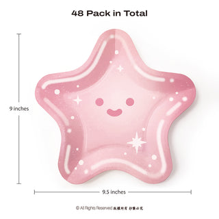 Pink Star Shaped Disposable Paper Plates (48 Pcs)