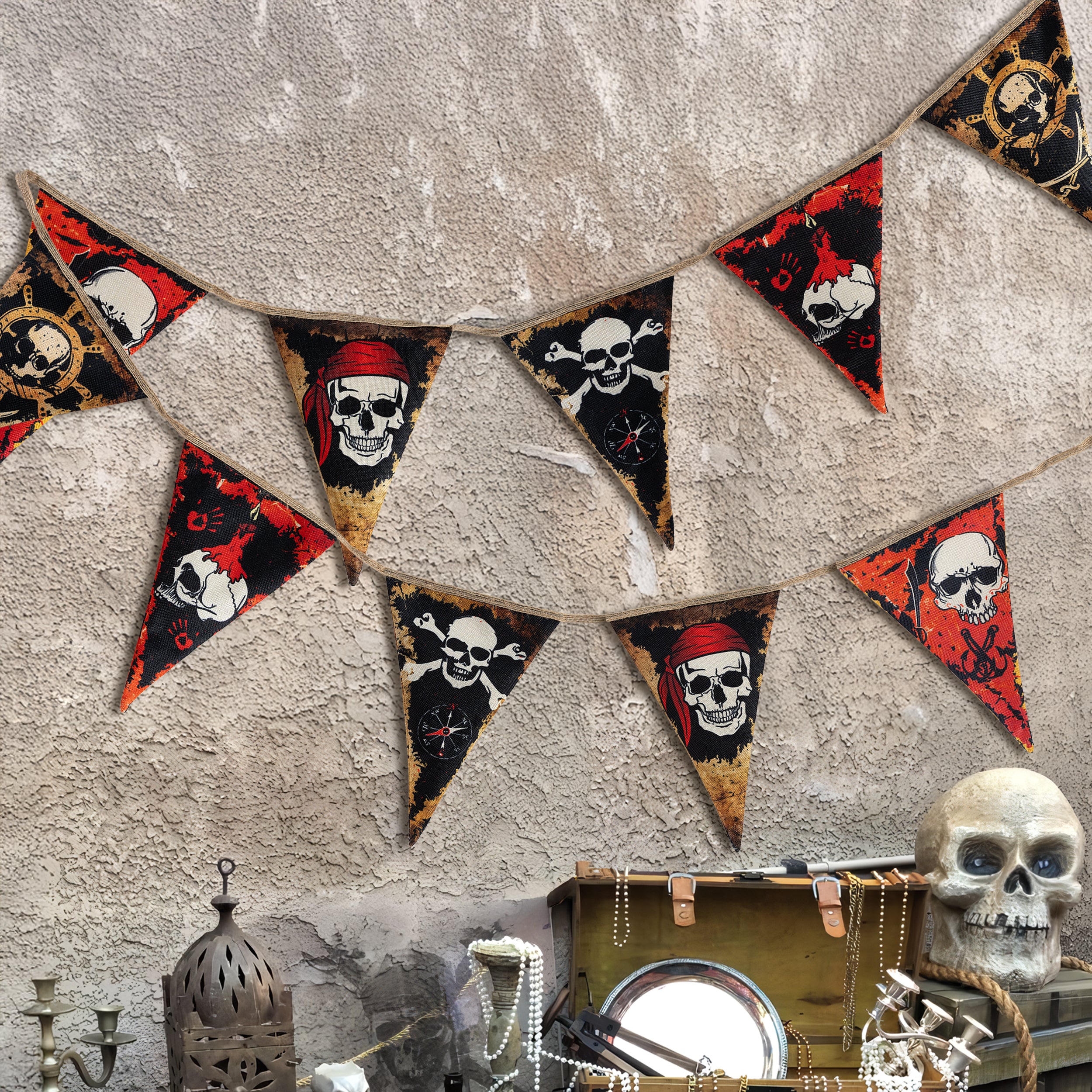 Garden Décor Items Skull Crossbones Pirate Flag Jolly Roger Large Banner 5X3' Eyelets For - Foto 5