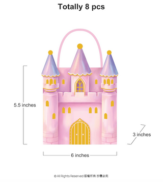 pink castle-shaped gift bags magical  disney bags girls’ birthday parties princess celebrations and storybook party themes mediveal party gift bags halloween treat bags christmas goodie bags