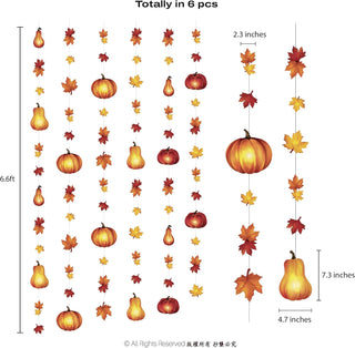 Autumn pumpkin and leaf garland set with dangling gourds and fall leaves, 6 pcs