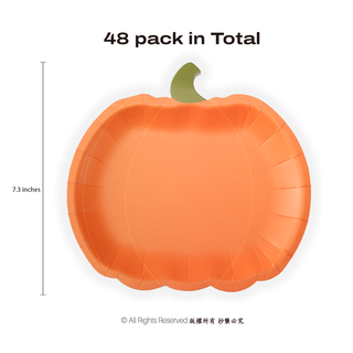 Pumpkin Shaped Party Plates (48pcs)