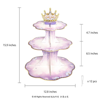 Lavender Floral Crown 3-Tier Cupcake Stand 8