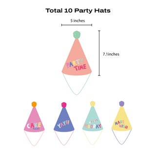 Rainbow Party Fabric Hats with Pom Pom (10 Pcs) 2